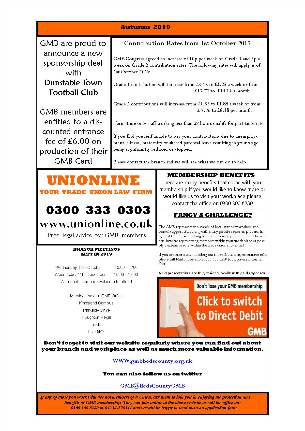 GMB Beds County Newsletter Autumn 2019 GMB Beds County Branch